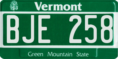 VT license plate BJE258