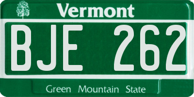 VT license plate BJE262