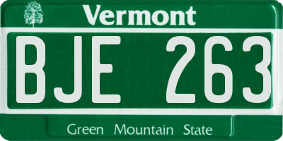 VT license plate BJE263