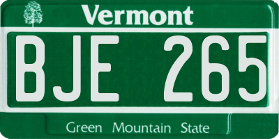VT license plate BJE265