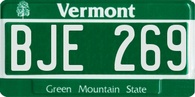 VT license plate BJE269