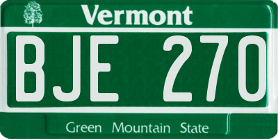 VT license plate BJE270