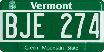 VT license plate BJE274