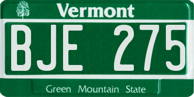 VT license plate BJE275