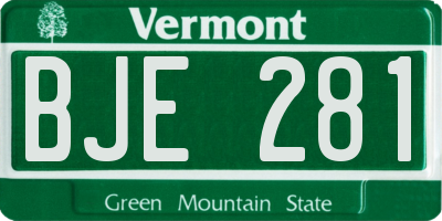 VT license plate BJE281