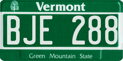 VT license plate BJE288