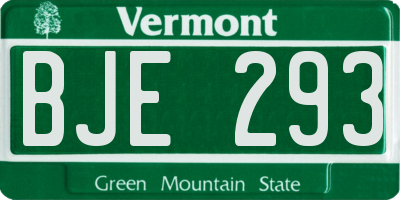 VT license plate BJE293