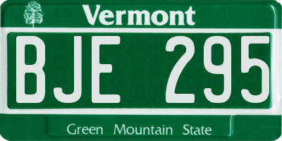 VT license plate BJE295