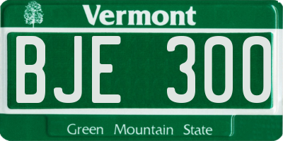 VT license plate BJE300
