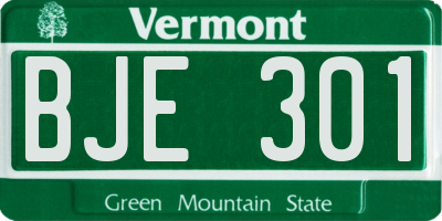 VT license plate BJE301