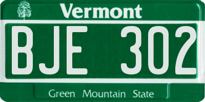 VT license plate BJE302