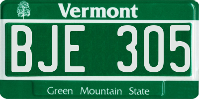 VT license plate BJE305