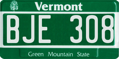 VT license plate BJE308