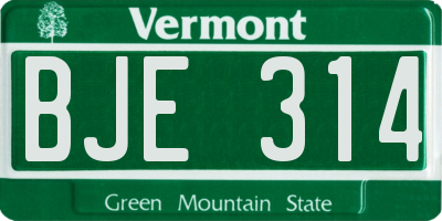 VT license plate BJE314