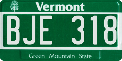 VT license plate BJE318