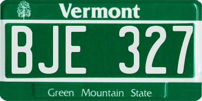 VT license plate BJE327