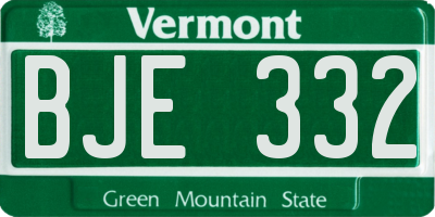 VT license plate BJE332