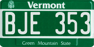 VT license plate BJE353
