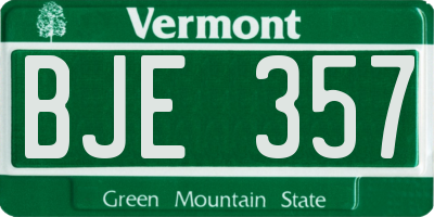 VT license plate BJE357