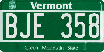 VT license plate BJE358