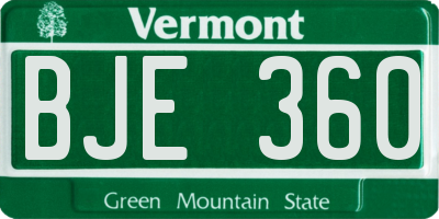 VT license plate BJE360