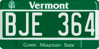 VT license plate BJE364