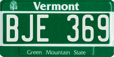 VT license plate BJE369