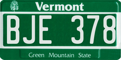 VT license plate BJE378