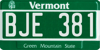 VT license plate BJE381