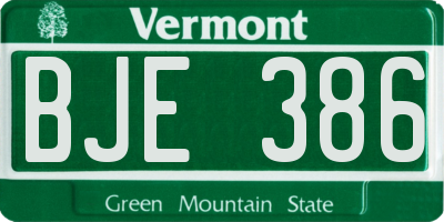 VT license plate BJE386