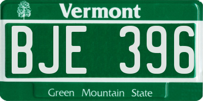 VT license plate BJE396