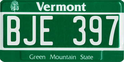 VT license plate BJE397