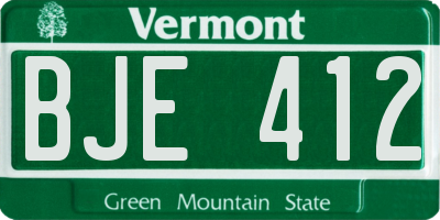 VT license plate BJE412