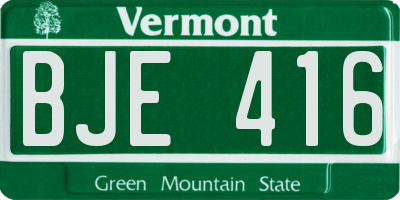 VT license plate BJE416