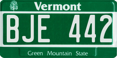 VT license plate BJE442