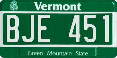 VT license plate BJE451
