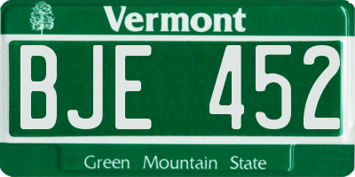 VT license plate BJE452
