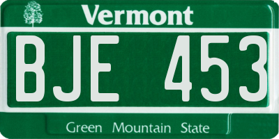 VT license plate BJE453