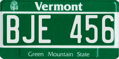 VT license plate BJE456