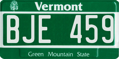 VT license plate BJE459