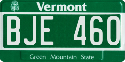 VT license plate BJE460