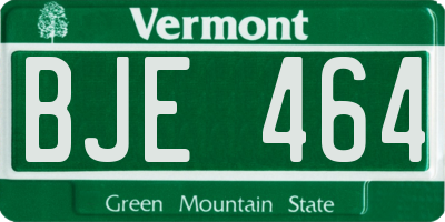 VT license plate BJE464