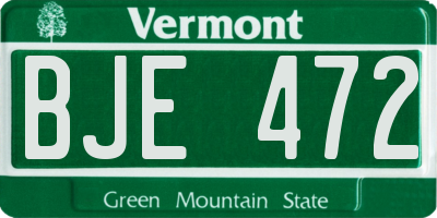 VT license plate BJE472