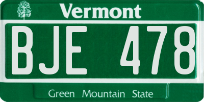 VT license plate BJE478
