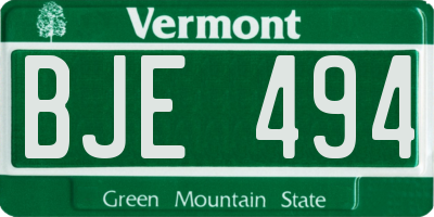 VT license plate BJE494