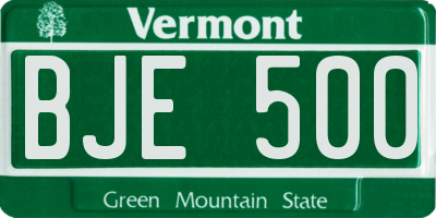 VT license plate BJE500