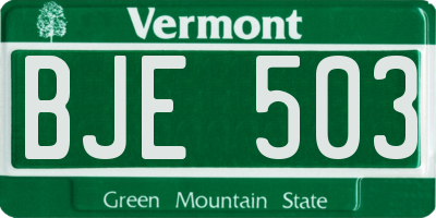 VT license plate BJE503