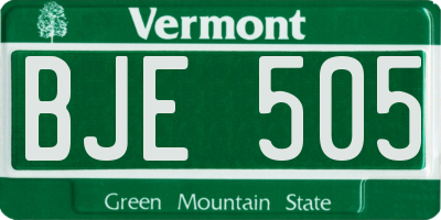 VT license plate BJE505