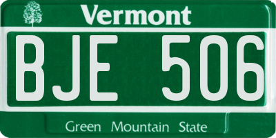 VT license plate BJE506
