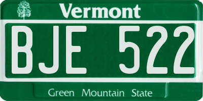 VT license plate BJE522